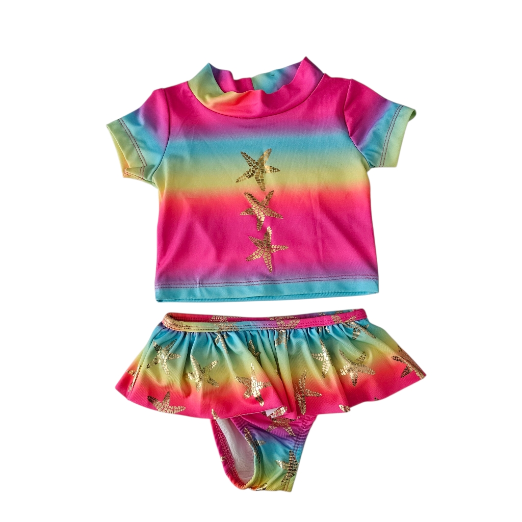 2t Penelope Mack Toddlers 2-Piece Swimsuit Upf 50uv Protection Rainbow Starfish